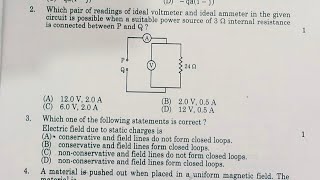 Which pair of readings of ideal voltmeter and ideal ammeter in the given circuit is possible when