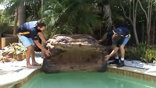 Installing a Swimming Pool Waterfall from Universal Rocks