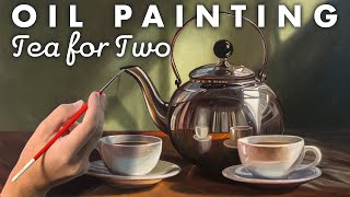 Reflective Metal Tea Kettle Still Life | Time-lapse Oil Painting