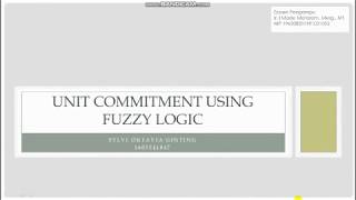 Unit Commitment Using Fuzzy Logic