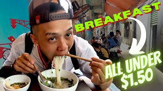 Breakfast ALL UNDER $1.50 | Hải Phòng | My neighborhood TOUR | bánh đa cua | Vietnamese street food