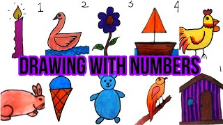 How to draw pictures using numbers 1 to 10 || Number Drawing easy step by step || Easy way for Kids