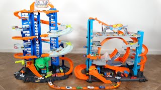 New Hot Wheels City Ultimate Garage VS City Ultimate Garage Escape The Chasing T Rex and Shark