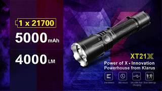 Extreme Output Tactical Flashlight KLARUS XT21X, 21700 Battery