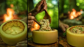 Epic Fire-Melted Pasta in Whole Cheese Truckle 🍝 | Bushcraft Cooking