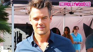 Josh Duhamel Fistbumps The Production Crew While Arriving At His Interview For 'Extra'