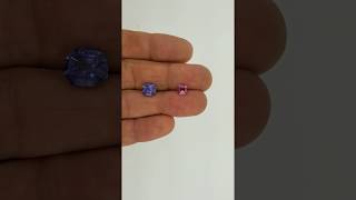 Asscher Cut Tanzanite and Purplish Pink Sapphire