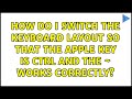 How do I switch the keyboard layout so that the Apple key is CTRL and the ~ works correctly?