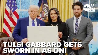 Tulsi Gabbard gets sworn in by President Trump as the Director of National Intelligence