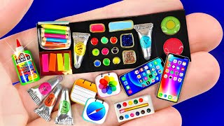 18 DIY Mini Stuff for School, Brbee iPhone, Mini brands Bags, Barbie Doll house with hamster