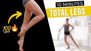 10min THIGH & LEG workout! Barre for thigh sculpting, slimming & toning (NO weights)