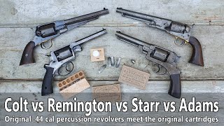 Original Civil War revolvers vs original cartridges: Colt Army, Remington, Starr, Adams