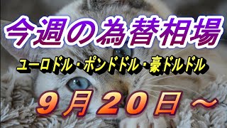 【TAKAFX】ドル、円、ユーロ、ポンド、豪ドルの為替相場の予想と前日の動きをチャートから解説。9月20日～