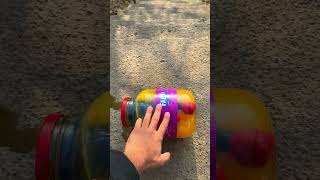 Rolling colorfull bottle on the stair 🌈👻 #asmr #crushingsoftthings #crushingcrunchythings