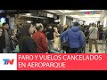 AEROPARQUE: más de 50 vuelos y unos 5.000 pasajeros afectados por un paro de maleteros