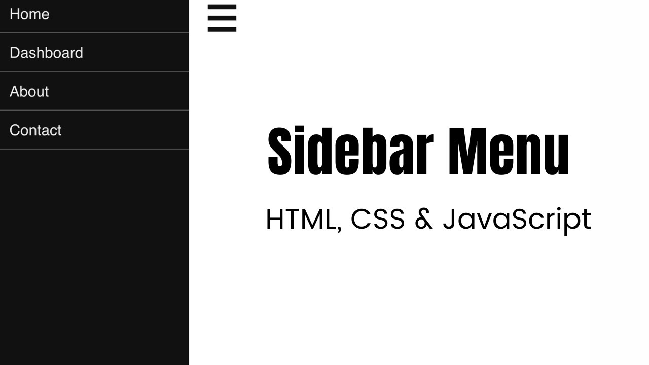 How To Create Simple Sidebar Menu Using HTML, CSS & JavaScript | Hindi ...