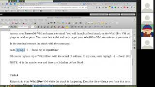 INFO 2806 Attacks and Instrusions Live DoS Demo using hping3