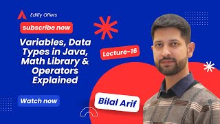🎓 Lecture 16: Variables, Data Types in Java, Math Library & Operators Explained | Full Java Tutorial