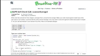 Java Practice It || 5.26 scannerAverage3 || Scanner, input, double, for loop, while loop