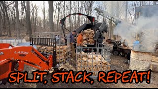 #358 Split, Stack, Repeat! Splitting and Stacking Firewood at the Same Time