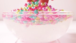 【ASMR】Colorful Pearl Heaping Slime【Satisfying Slime Video】