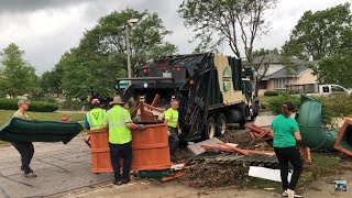 MASSIVE Post Tornado Bulk Cleanup- Groot Rear Loader Garbage Truck In Woodridge