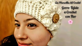 #LasMaravillasdelCrochet 🌸GORRO con FLOR tejido a CROCHET(ganchillo) Para Niña y Mujer