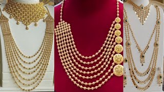 latest model chandraharam designs||gold step chains jewelry collection||chandraharam