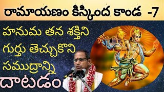 హనుమ  తన శక్తిని గుర్తు తెచ్చుకొని సముద్రాన్ని దాటడానికి సిద్ధమవడం