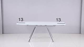 Alina White And Chrome Extendable Dining Table from Chintaly Imports