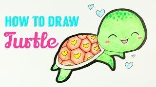 HOW TO DRAW TURTLE 🐢 | Easy & Cute Turtle Drawing Tutorial For Beginner