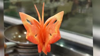 Butterfly Carving || vegetable carving || carrot carving || how to make butterfly from carrot.