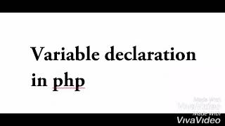 Variable declaration in php / tamil