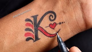 Beautiful K Letter Tattoo On Hand By Tattoo By Kk