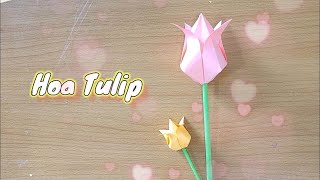 Cách Gấp Hoa Tulip Bằng Giấy Siêu Dễ || How To Make Paper Flower Tulip Flower