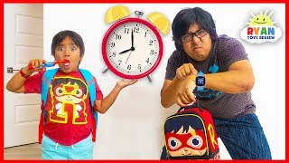 Ryan Pretend Play Late for School Morning Routine!!!!