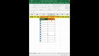 HOW TO USE UNICHAR FUNCTION IN MS EXCEL I #exceltutorial #exceltips #techiskills #uncharfunction