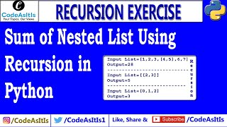 Python Program : How To Calculate Sum Of Items of Nested List Using Recursion | Learn Python