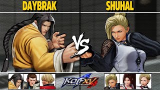 KOF XV 👽 Daybreak (Gato,Maxima,Rock) vs Shuhal (Mature,King,Mai) 👽 High Level Matchup!