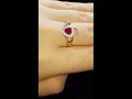 9kt yellow gold faux ruby cluster claddagh ring