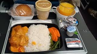 Singapore Airlines Dinner Meal with Free Ice Cream Cup Onboard 2022