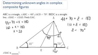 Determining unknown angles in complex composite figures