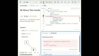 Binary Tree Inorder Traversal|LeetCode 94|Recursive Approach|Python #coding #python #programming