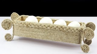 Make Handmade Basket Using Jute Rope & Cardboard | Jute Rope Easter Eggs Basket Craft