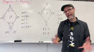 Geometry - Properties of a Rhombus and Finding Missing Angles and Sides