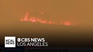 Line Fire explodes in size to more than 7,000 acres, forcing evacuation orders