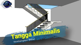 Cara Membuat Tangga Bentuk U Beserta Railing di Sketchup