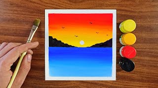 Sunset painting | watercolor drawing for beginners | Painting