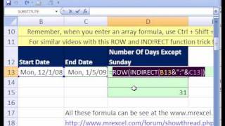 Excel Magic Trick #189: Count Days Not Sunday