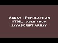 Array : Populate an HTML table from javascript array